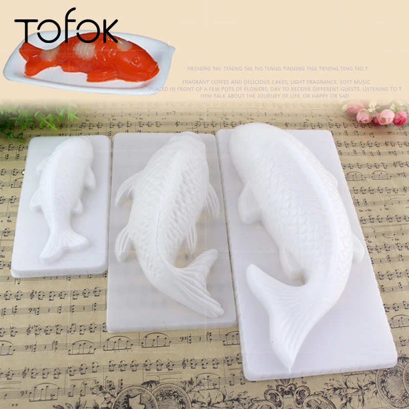 TOFOK DIY 3D Koi Fish Carp Mold Plastic Jelly Handmade Sugarcraft Mold Mousse Cake Pudding Chocolate Mould Baking Tool