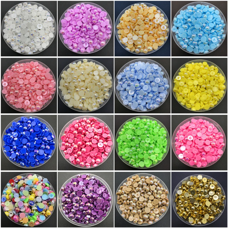 4mm 6mm 8mm 10mm ABS Imitation Pearl Half Round Pearl Flat Back Scrapbook Beads DIY Jewelry Making