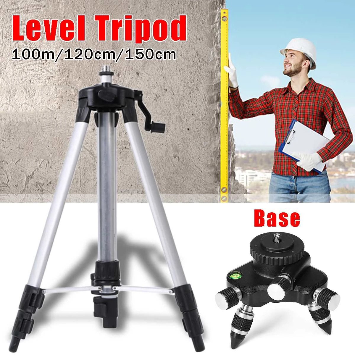 Adjust Height 1m/1.2m Aluminium Level Tripod Base Quick Survey Contractor Tripod For laser Level Line Corrosion Resistant