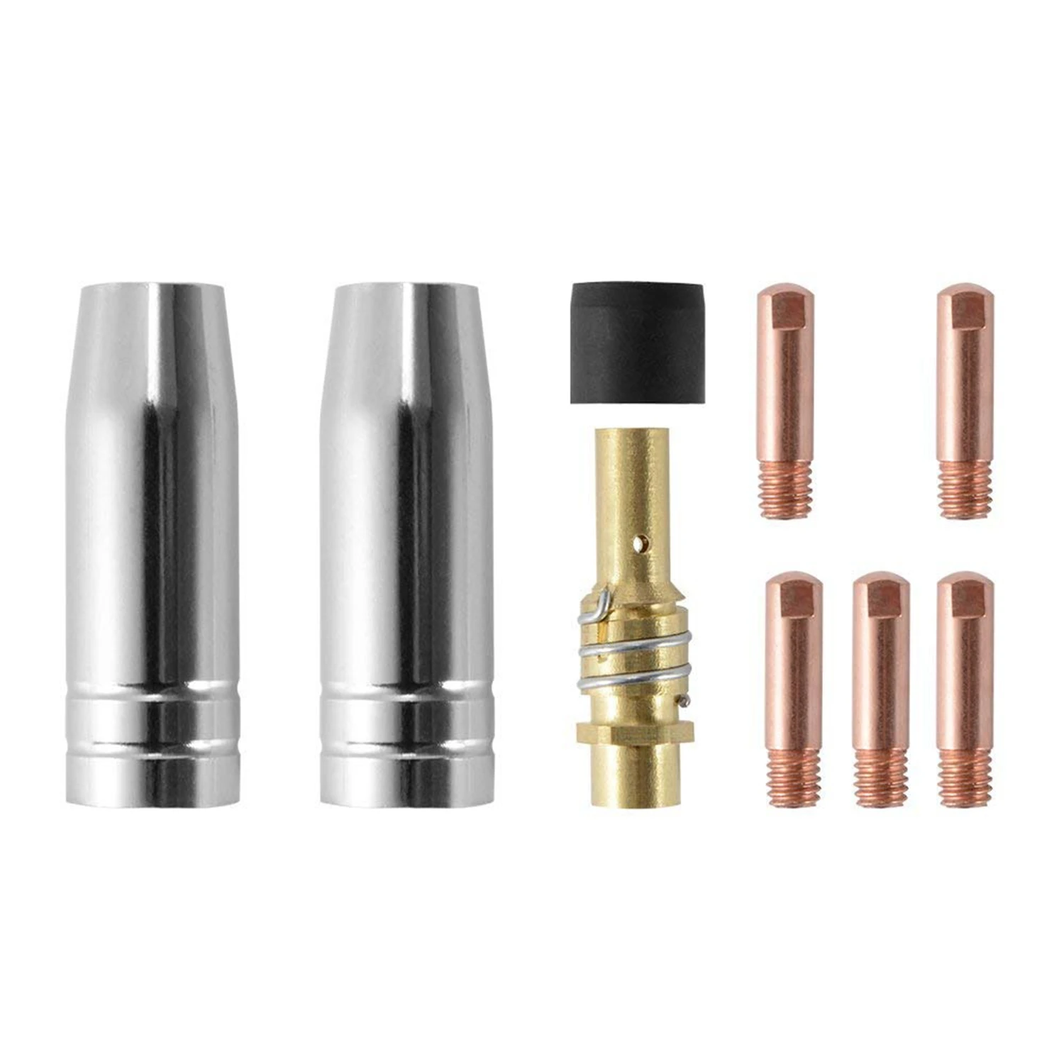 9Pcs/Set 15Ak Mig/Mag Welding Nozzle Contact Tips 0.8X25Mm M6 Gas Connector Holder Set Ad068+