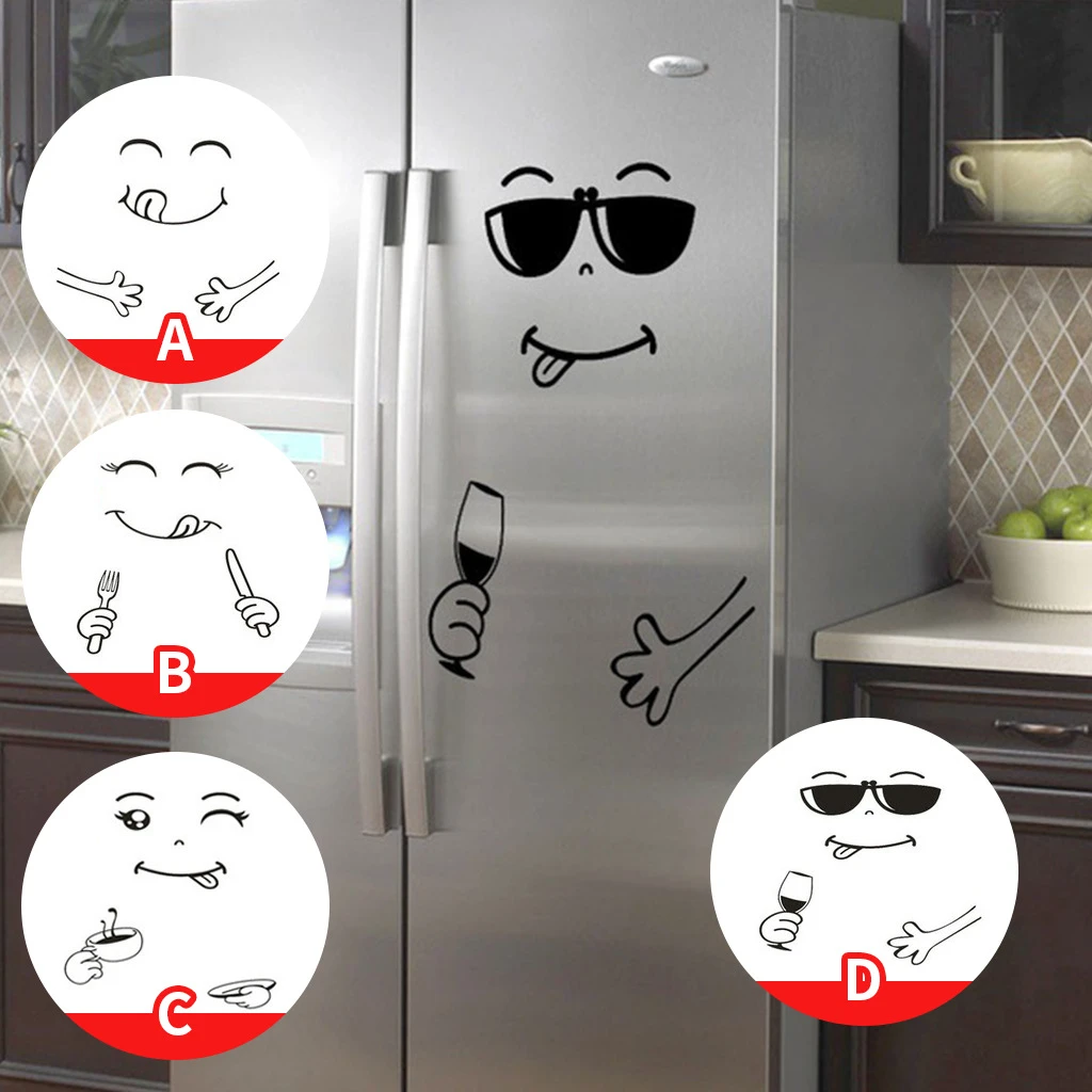 Funny smiley face Fridge sticker Creative cupboard for Home Decoration Cartoon Sunglasses Smiley Face Fridge wall stickers