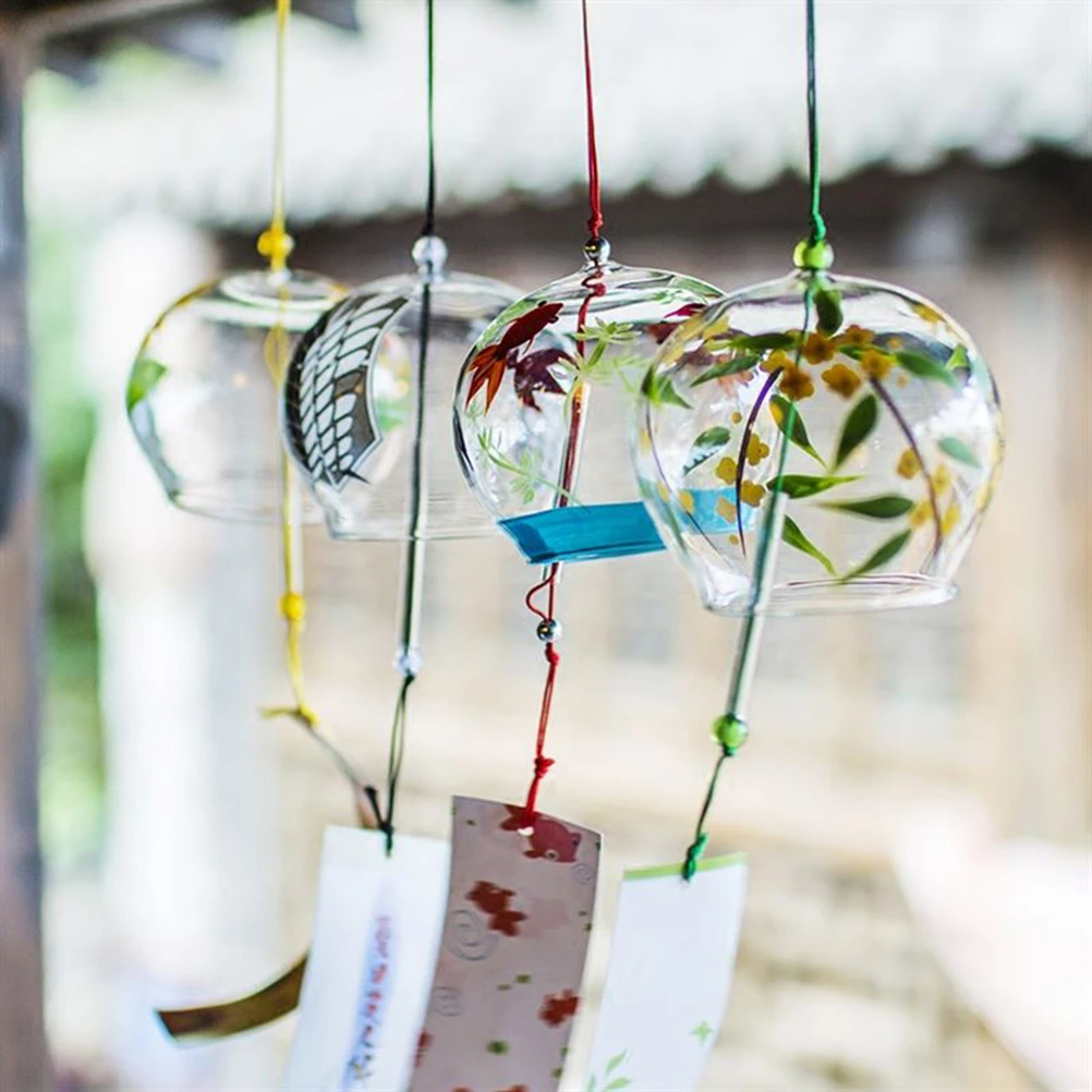 1PC Glass Wind Chimes Japanese Style Wind Chime Simple and Beautiful Label Pendnat Chimes Wind Bells For Home Decoration