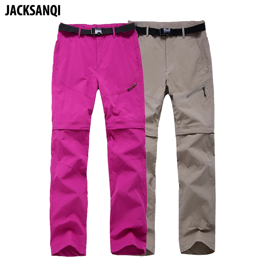 JACKSANQI Women Quick Dry Removable Pants Spring Summer Hiking Pants Brand Sport Outdoor Trouser Fishing Trekking Shorts RA067