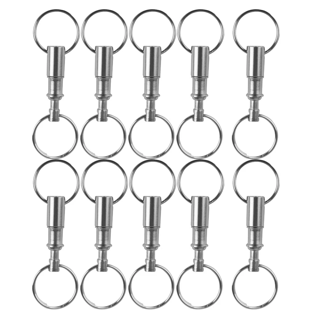 10pcs Dual Detachable Keychains Quick Release Pull-Apart Outdoor Travel Key Rings Accessory Lock Holder with Two Split Rings