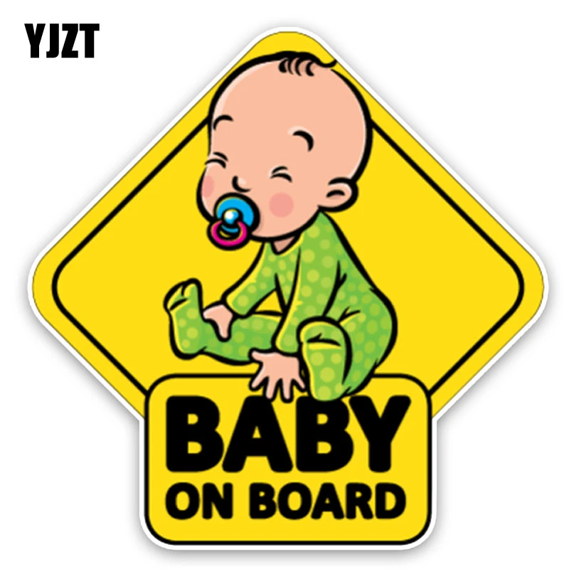 YJZT 14.7*14.7CM Car Sticker Lovely Cartoon BABY ON BOARD Colored Graphic Decoration C1-5589