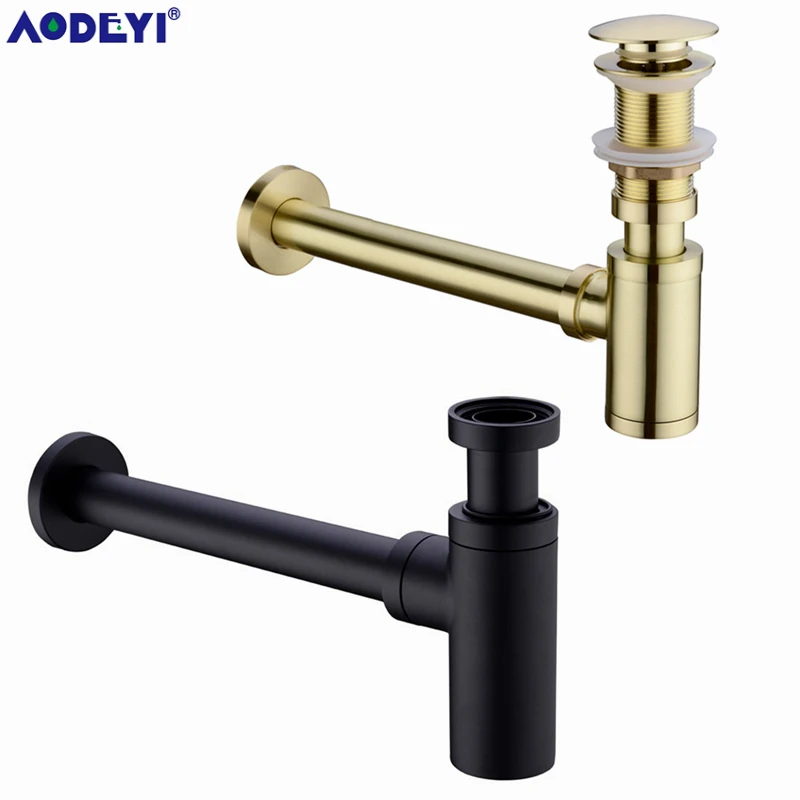 Brass Bathroom Basin Sink Tap Bottle Trap Drain Stopper Kit Waste TRAP Pop Drain Deodorization Brushed Gold/Black/Bronze/Chrome