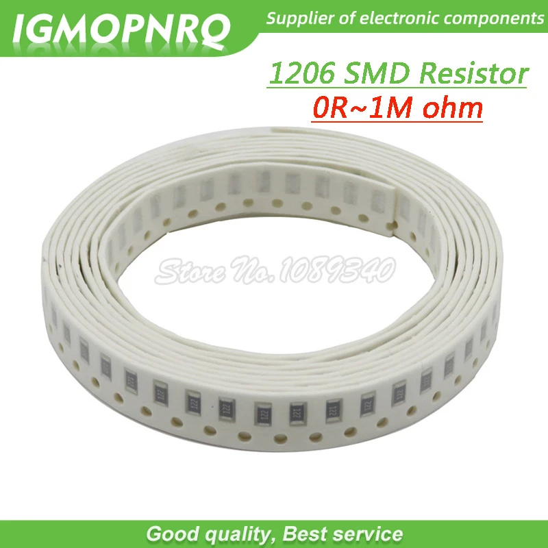 100Pcs 1206 SMD resistor 0R - 10M 1/2W 0 1 10 100 150 220 330 470 ohm 1K 2.2K 10K 100K 200K 0R 1R 10R 100R 200R 220R 330R 470R