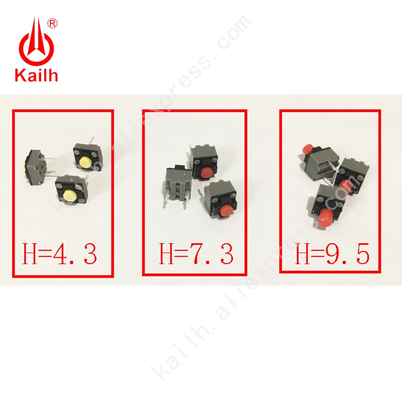 Kailh Micro Switch 6*6*4.3/7.3/9.5mm square Silent switch ireless mouse wired mouse DIP microswitch Tact Switch CMI627301D60