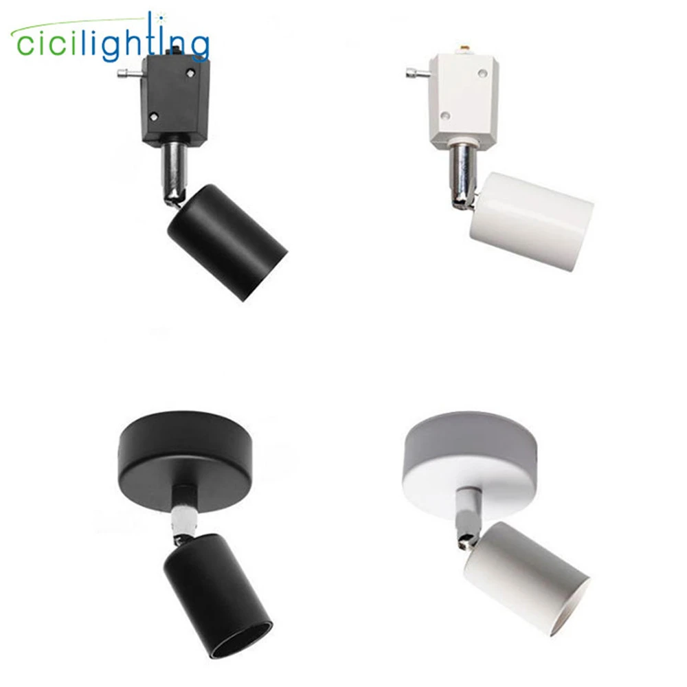 New E27 Surface Mounted Ceiling Lights or Rail Mounted Ceiling Lamp Black White Industrial Ceiling Light LED Rail Lighting