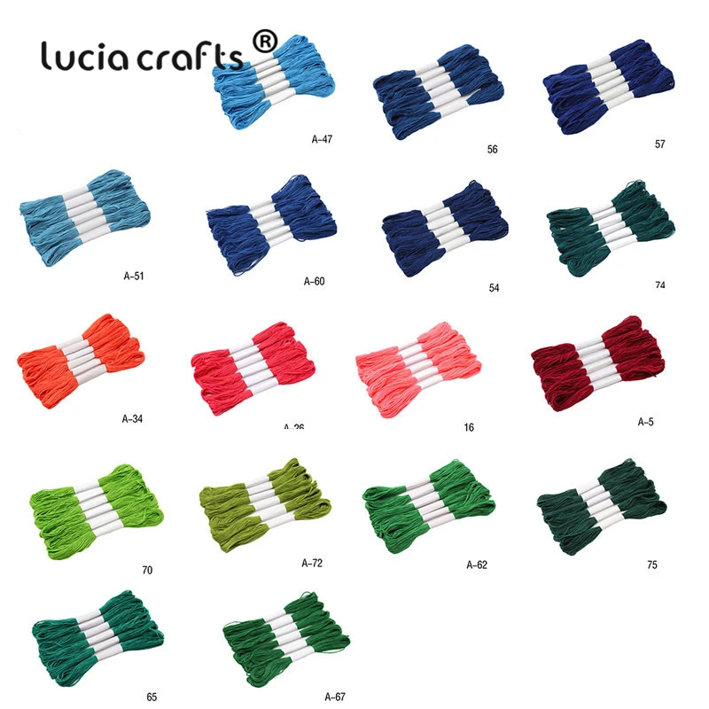 Lucia Crafts  6pcs 7M Multi Colors Option Anchor Cross Stitch Embroidery Cotton Embroideried Thread W0102