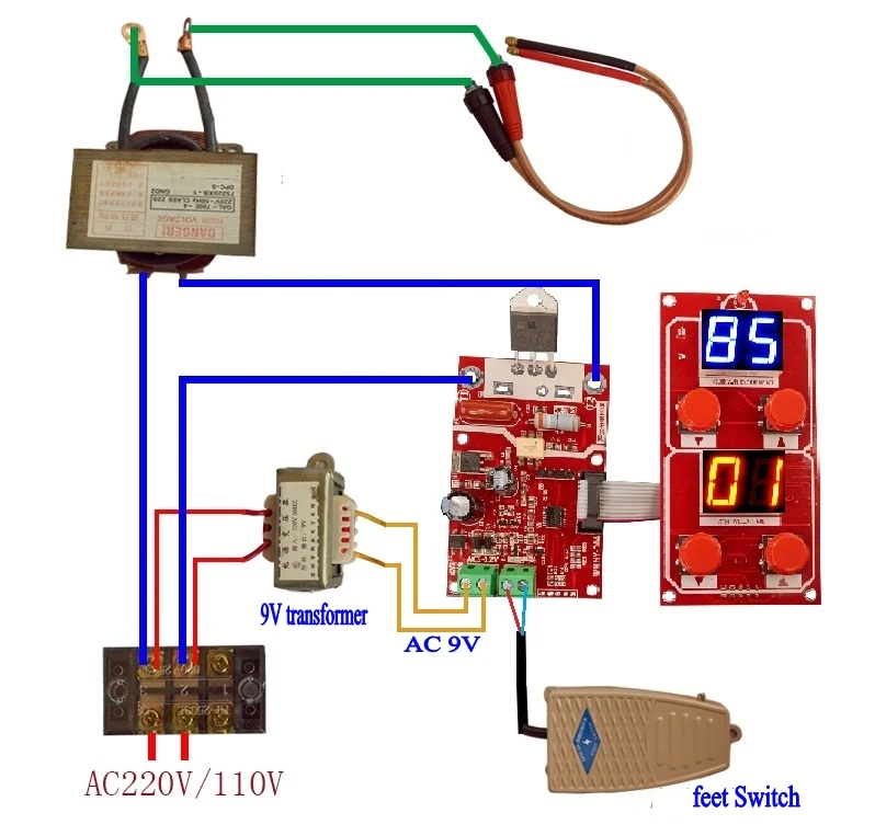 NY-D04 100A Dual Display Spot Welding Machine Transformer Controller Control Panel Board Adjust Time Current