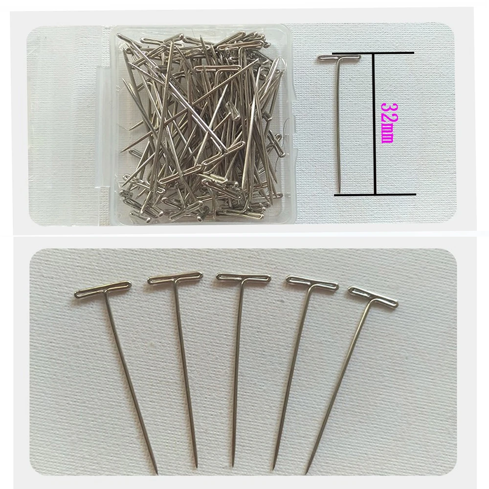 100pcs/lot T pins for craft jewelry knitting sewing crafting T-pins  For Holding Wigs Display On Canvas Head
