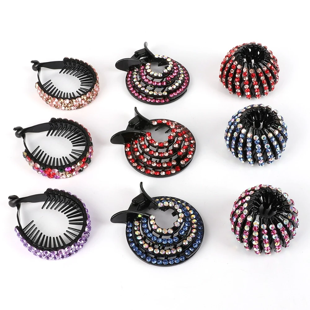 1pc Korean Crystal Hair Claw For Women Ponytail Holder Ball Head Bun Maker Expanding Hair Clips Hairpins Hair Accessories 2021