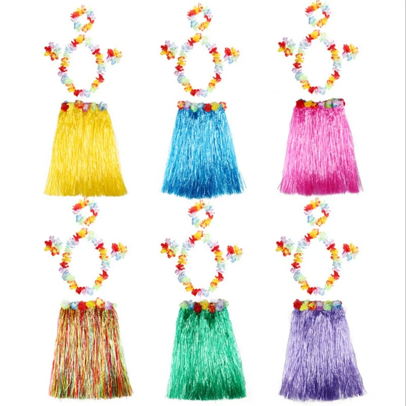 Plastic Fibers Women Grass Skirts Hula Skirt Hawaiian costumes 30CM/40/CM60CM/80cm Ladies Dress Up Festive & Party Supplies