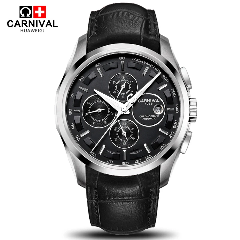 Automatic mechanical switzerland brand men wristwatches fashion luxury leather strap watch waterproof 100M clock relogio reloj