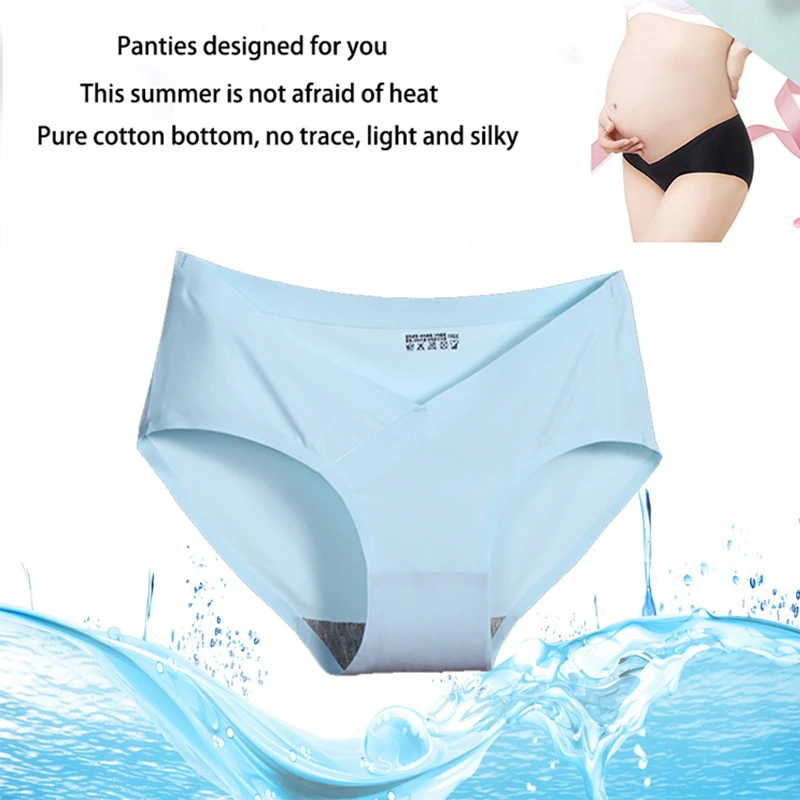 Cotton V Type Pregnant Women Underwear ice Silk Low Waist Comfortable Postpartum Seamless Maternity Underwear Pregnancy Briefs