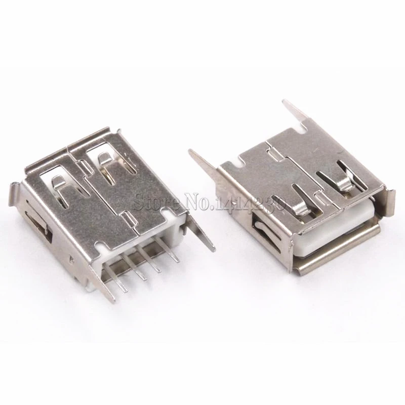 10Pcs USB Type A Female Socket 180 Degrees Vertical 4pins USB Interface