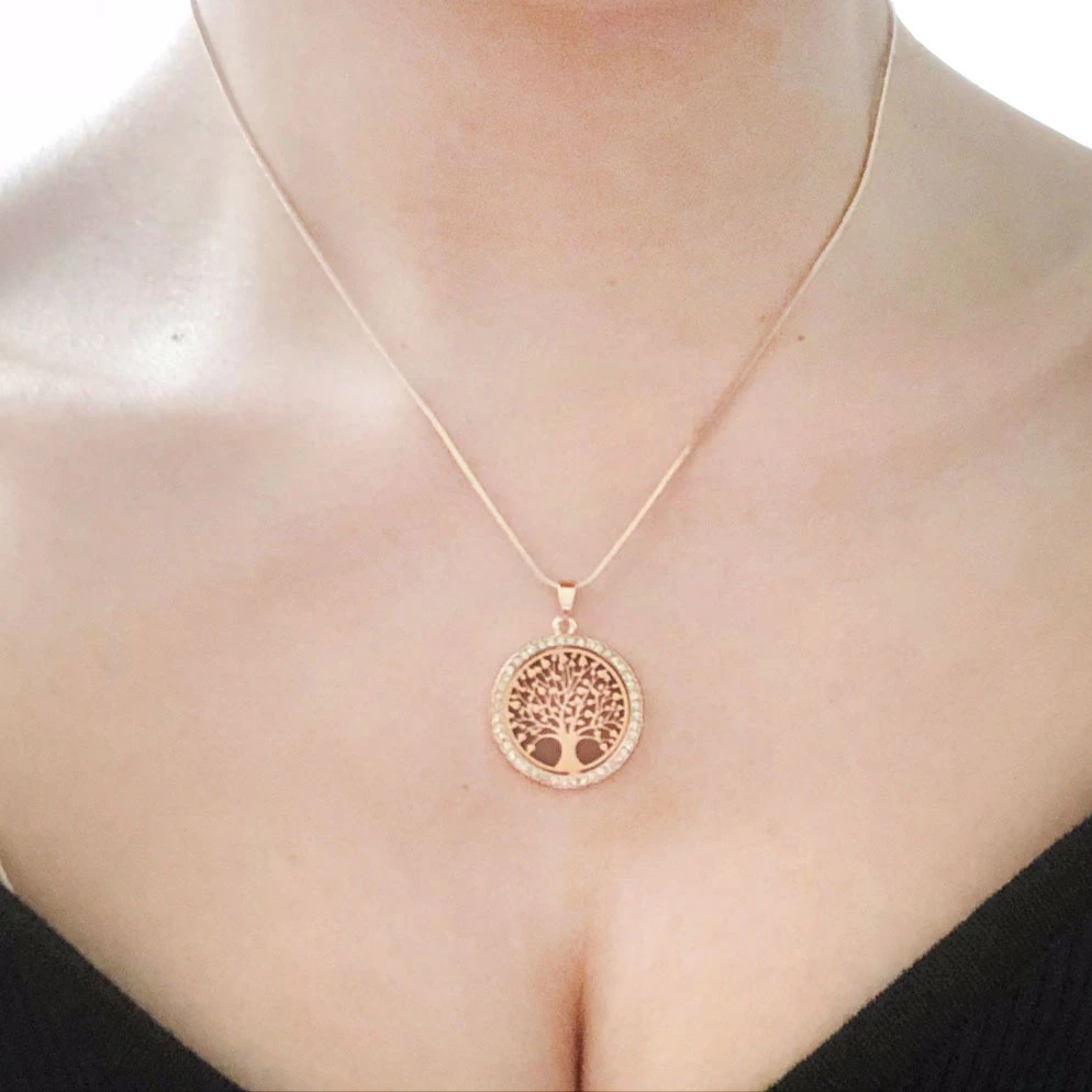 Tree Of Life Pendant Necklace  Gold Color Plated Crystal Necklaces & Pendants Personality Trendy collares de moda 2019 Hot