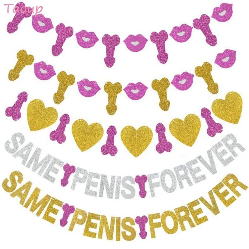 Taoup 1pc YAY Same Penis Forever Banners Hens Party Decorations Favors Bachelorette Party Decorations Supplies Letter Banners
