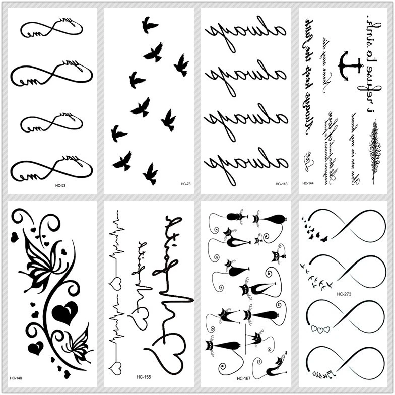 Rocooart Classic Black Tattoo Cat Bird Fake Tattoo Tatuajes Hand Tatouage Body Waterproof Temporary Tattoo Sticker Small Taty