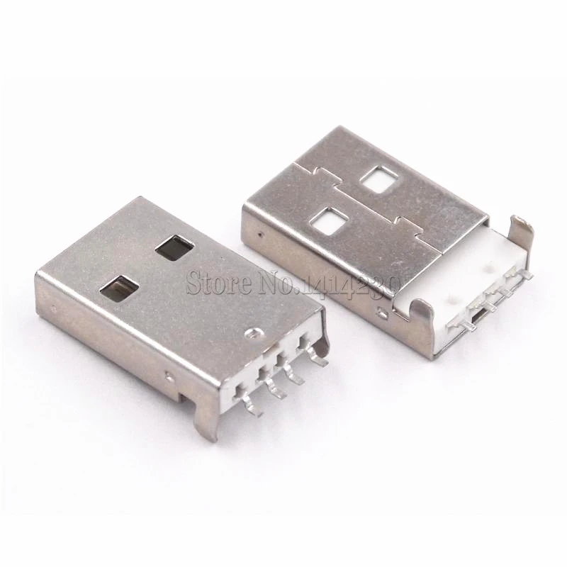 10PCS USB 2.0 Male A Type USB PCB Connector Plug 180 degree SMT Male USB Connectors 4Pins SMD