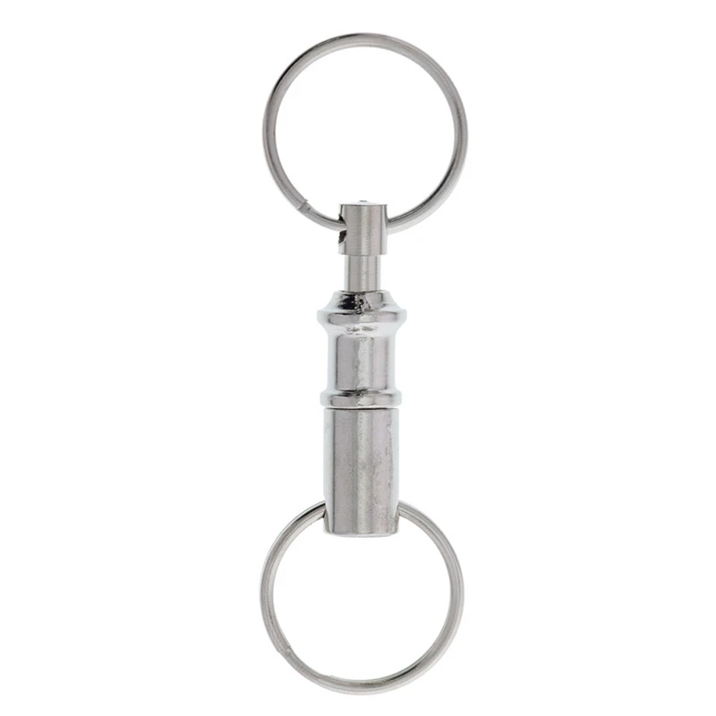 1PC Steel Chrome Plated Pull-Apart Key Rings Snap Lock Keychain Holder Removable Keyring Quick Release Dual Detachable Key Ring