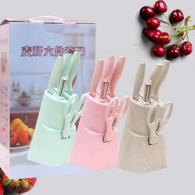 2019 6PCS Kitchen Knife Set Stainless Steel Blades Chef Knife Sets Santoku Utility Paring Cooking Tools kitchen with a gift box