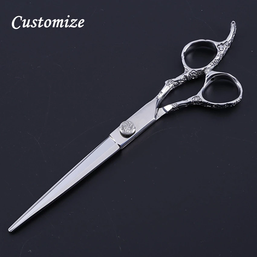 Customize professional JP 440c steel 7'' & 6'' Plum handle cut hair scissors barber cutting make up shears hairdressing scissors