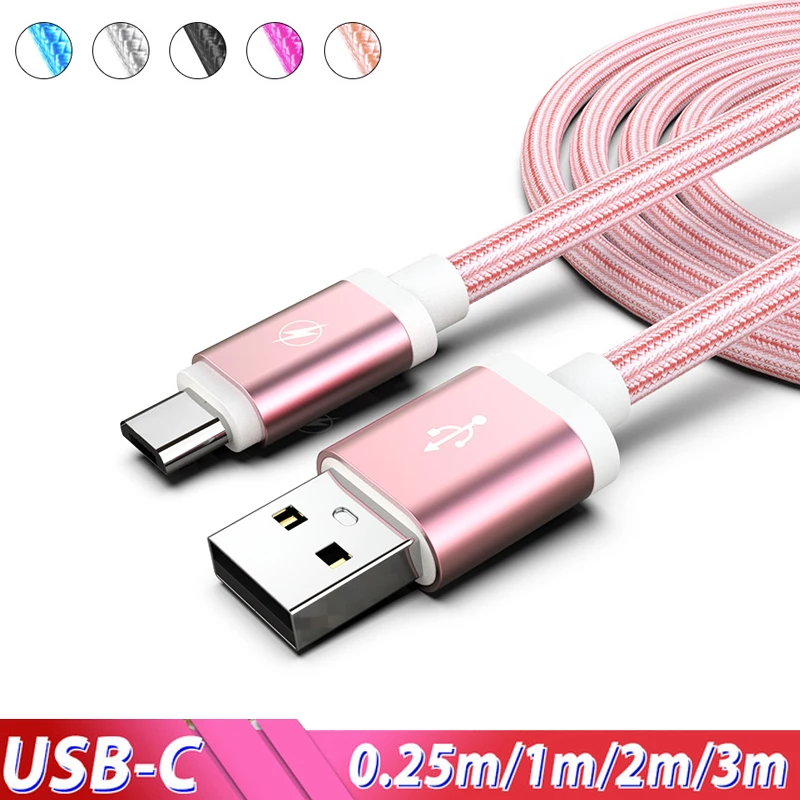 USB Type C Cable Fast Charge For Samsung Galaxy S20 Ultra A50 Note 10 Plus 3m 2m Usb Cable USBC Kabel Cabos For Xiaomi Mi A3 9 8