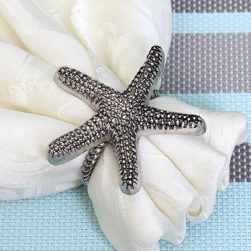 1pcs Fashion metal napkin buckle Creative starfish jewelry napkin ring hotel set table decoration napkin ring