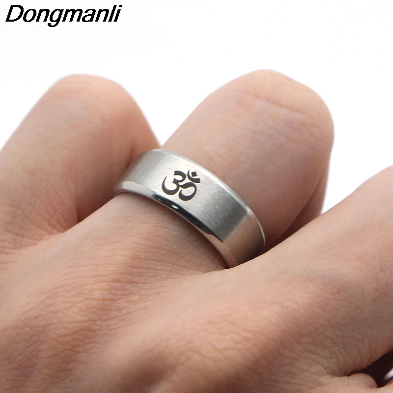 M1284 DMLSKY Om Symbol,Buddhism, Zen Art Ring Stainless Steel Jewelry India Om Yoga Motor Biker Rings Gift For Man Women