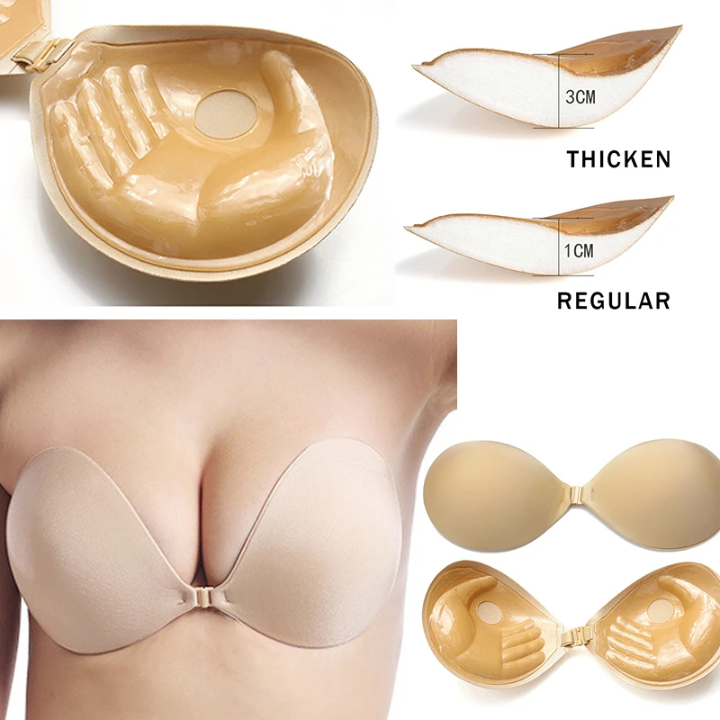 New Sexy Strapless Backless Bra Super Push Up Invisible Non Slip Plus Size Self Adhesive Bra Silicone Bh