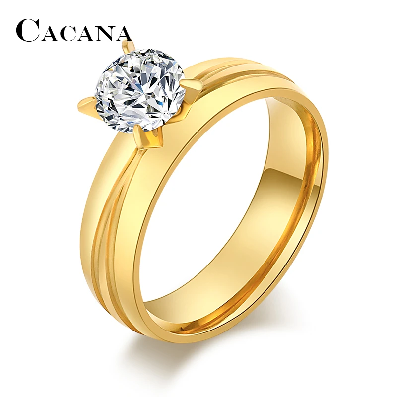 CACANA  Stainless Steel Rings For Women  With Notch Fashion Jewelry Wholesale NO.R41