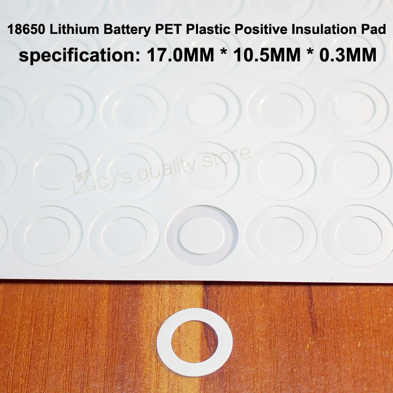 100pcs/lot 18650 Lithium Battery PET Plastic Positive Hollow Flat Insulation Pad Original Gasket Battery Accessories17*10.5*0.3