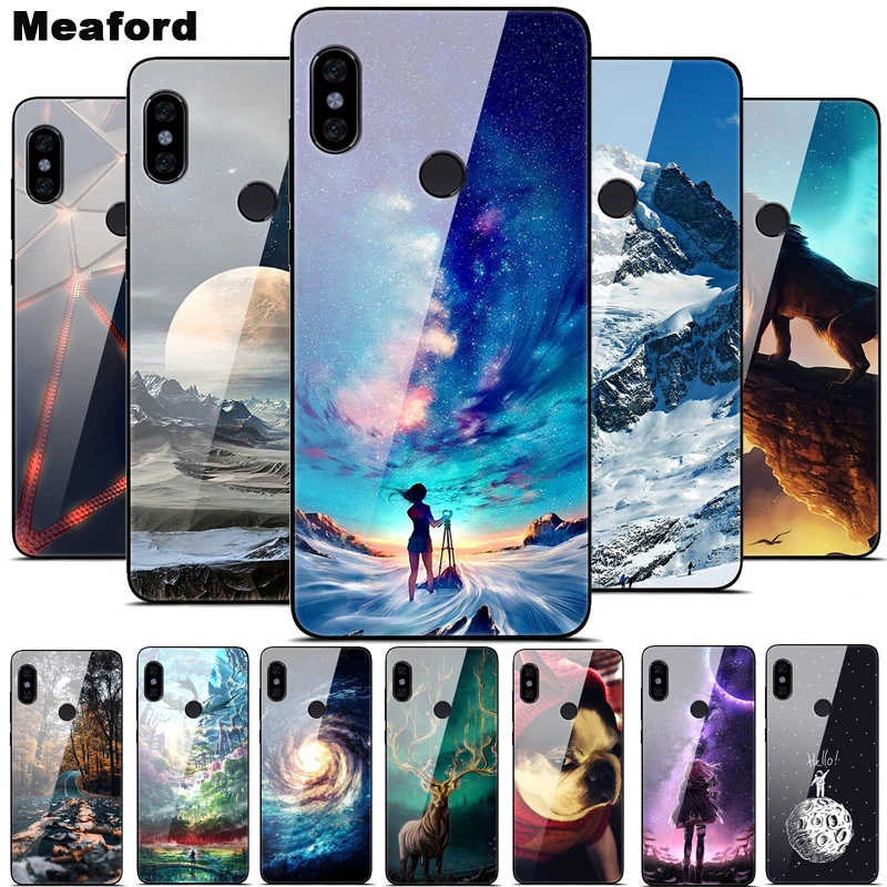 Glass Case For Xiaomi Redmi Note 9S 8 5 6 7 Pro Space Hard PC Glass Case for Xiaomi Mi A2 8 Lite Redmi 5 Plus 7 8Pro Phone Cover