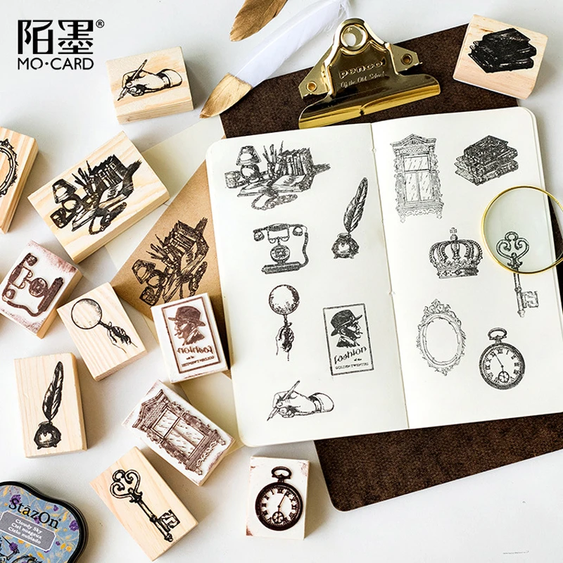 Vintage gothic crown feather wood stamp DIY craft wooden rubber stamps for scrapbooking stationery scrapbooking standard stamp