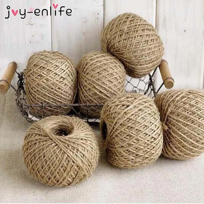 JOY-ENLIFE Wedding Decoration Jute Twine 30Meter Natural Sisal 2mm Rustic Tags Wrap Crafts Twisted Rope String Cord Events Party