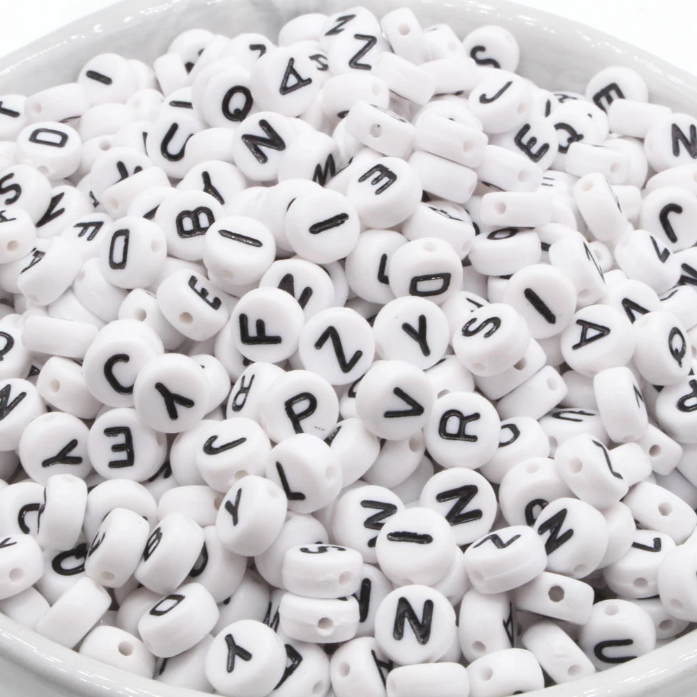 300PCS Round Mix Color Acrylic Letter Beads for Jewelry Making Kid Diy Material Loose Spacer 4*7mm