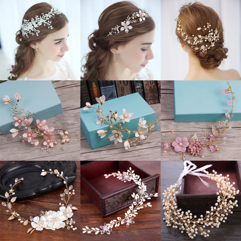 Rhinestone Crystal Headbands Wedding Hair Accessories Bridal Pearl Headband Pearl Hair Band Handmade Bridal Head Jewelry