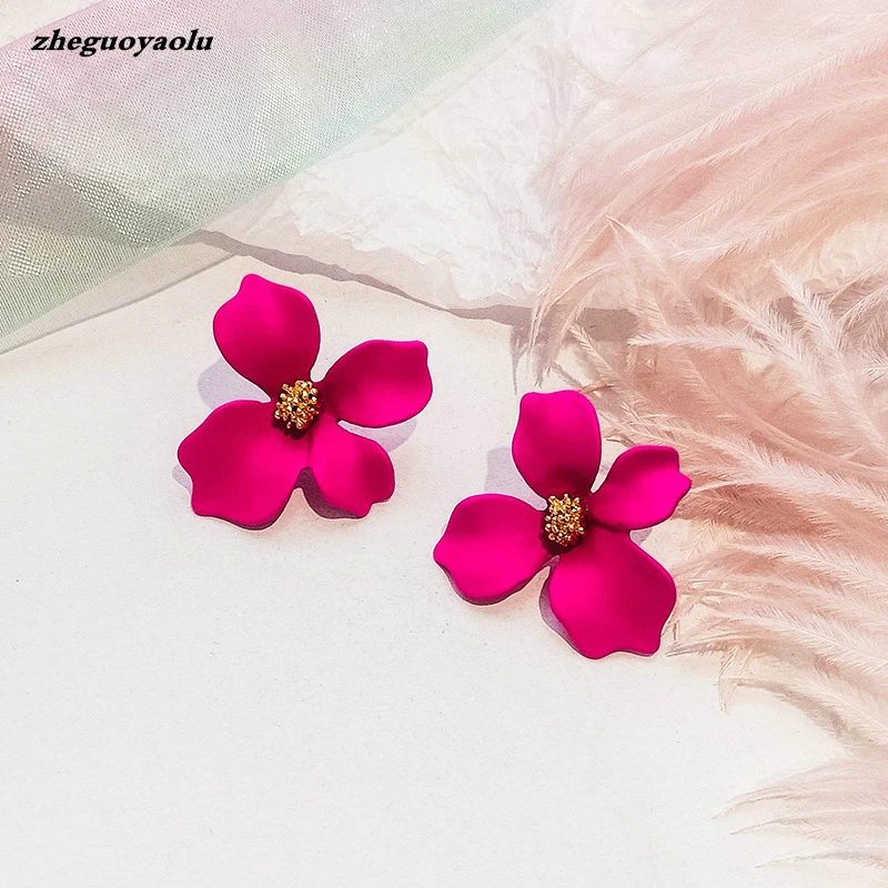 Korean Style Cute Flower Earrings For Women 2019 New Fashion Sweet Earrings Woman Brinco Wholesale Jewelry Colorful Earrings