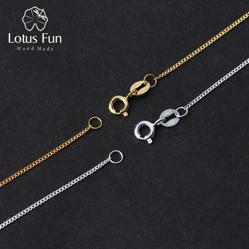 Lotus Fun Real 925 Sterling Silver Necklace Fine Jewelry 18K Gold Classic Easy Match Chain without Pendant for Women Accessories