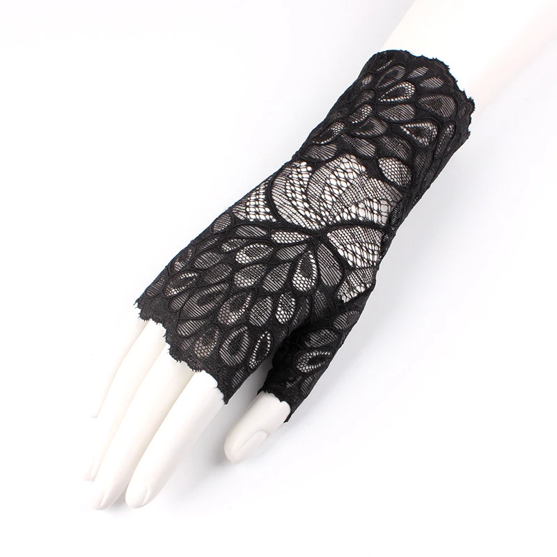 Fashion Sexy Summer Female Half Finger Sunscreen Short Lace Gloves Women Driving Rose Flower Pattern Fingerless Sun Gloves C13