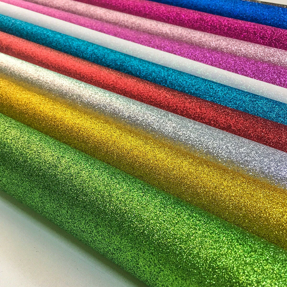 Fine Glitter Fabric Roll iridescent Sparkle Faux Leather Craft Material Bows Bag Decor DIY Sewing Making Sheets