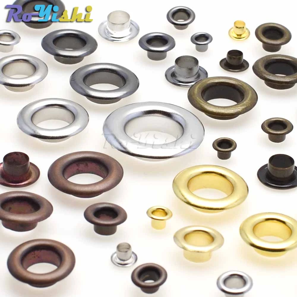 100pcs/pack Metal Eyelets Grommets 3MM 4MM 5MM for Leather Craft DIY Scrapbooking Shoes Fashion Practical Accessories