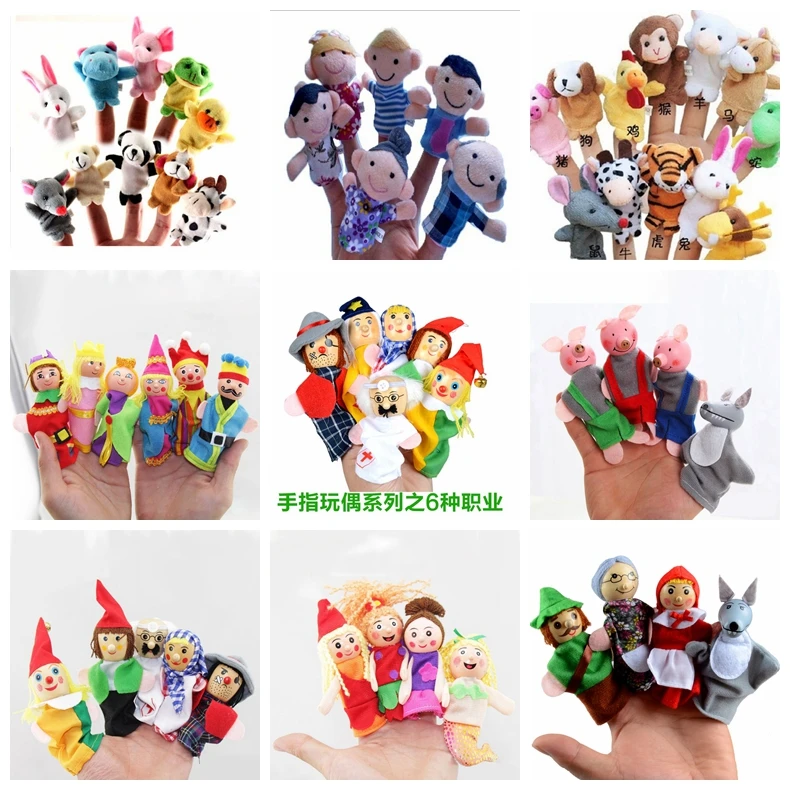 Finger Puppets Baby Mini Animals Educational Hand Cartoon Animal Plush doll Finger Puppets theater Plush Toys for Children Gifts