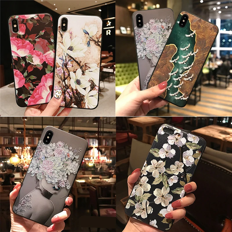 3D Emboss Flower Case For Samsung Galaxy S10e S8 S9 S10 A8 A6 S11 Plus S11e A7 A9 2018 S7 Edge A30 A50 A70 M10 A40 A60 TPU Cover