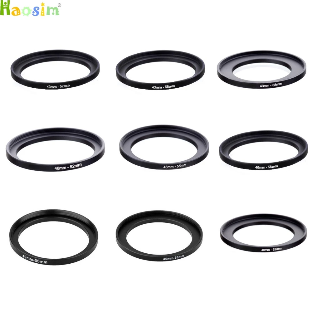 40.5-62 43-52  43-55  43-58  46-52  46-55  46-58  49-55  49-58 49-62mm Metal Step Up Rings Lens Adapter Filter Set