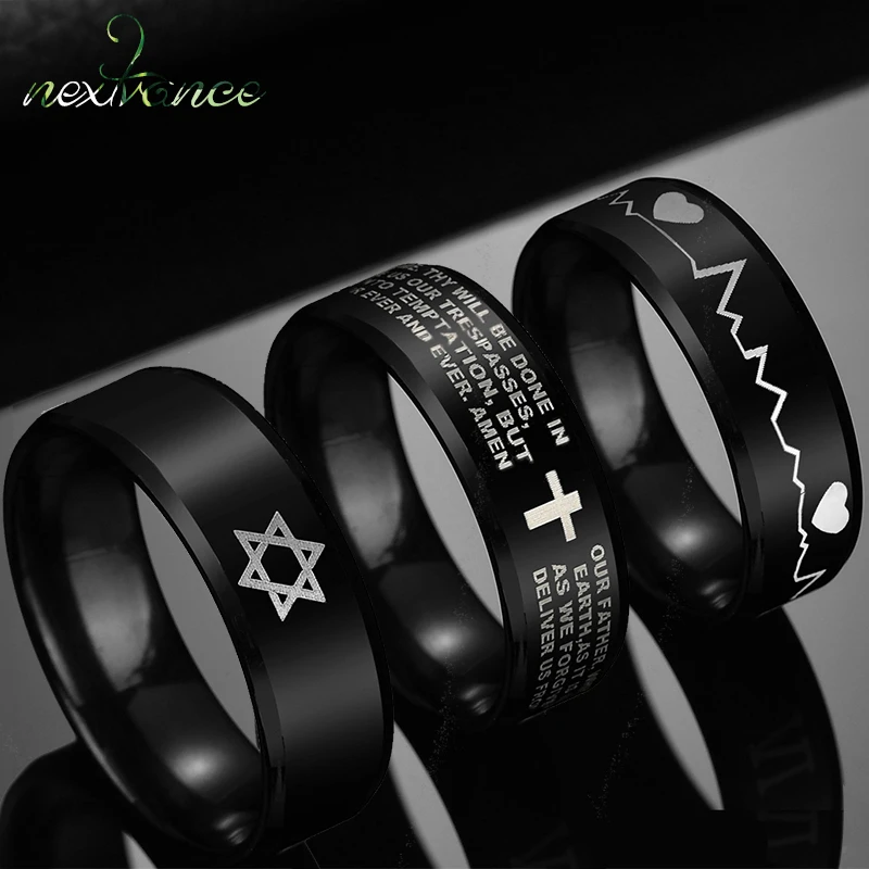 Nextvance Tungsten Hexagon Finger Ring Metal Star of David Hexagram Rings for Biker Jewelry