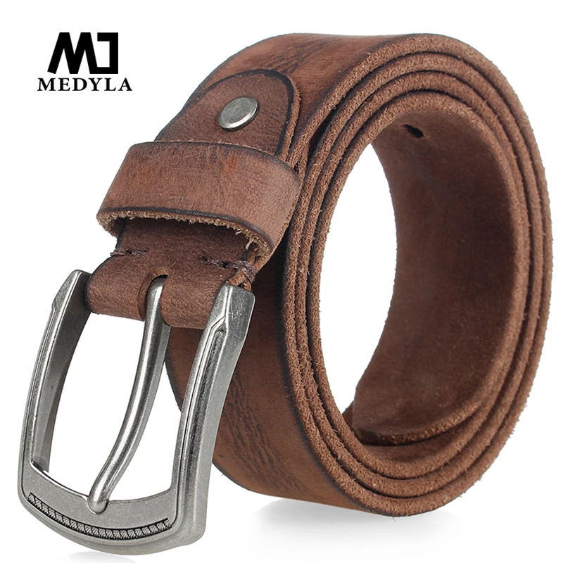 Natural cowhide belt for men's hard metal buckle soft original cowhide mens leather belt unique texture real leather jeans belt