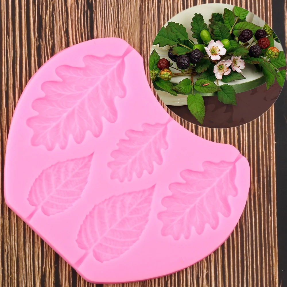 Blackberry Oak Leaves Silicone Mold Fondant Cake Decorating Tools Nuts Berries Cake Baking Mould Chocolate Gumpaste Moulds